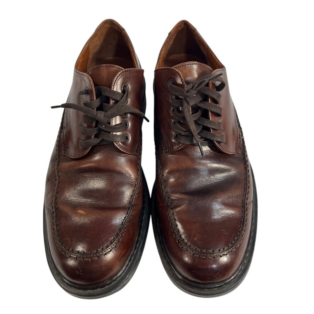 xJohnston & Murphy Passport Derby Shoes 8.5M Brown Leather Moc Toe Italy